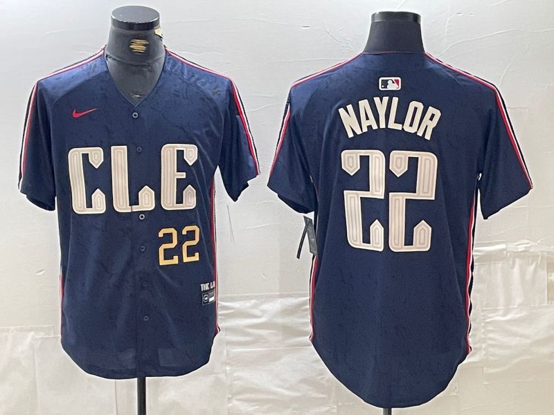 Men Cleveland Indians #22 Naylor Blue City Edition Nike 2024 MLB Jersey style 8->cleveland indians->MLB Jersey
